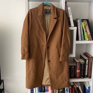 abercrombie & fitch wool blend camel coat
